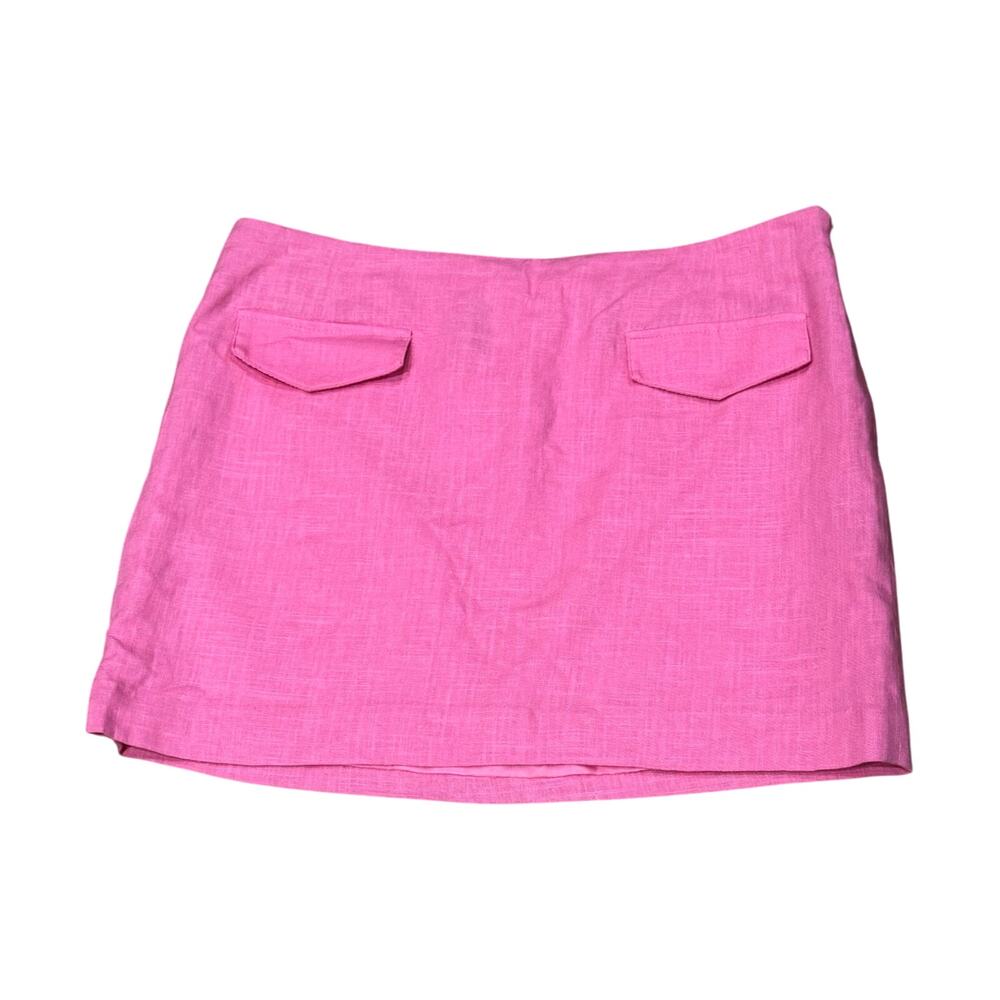 NWT H&M Linen Mini Skirt Pink Medium Lined party feminine vacation summer girly
